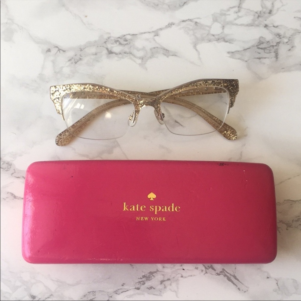 ISO Kate Spade Lyssa Gold Glitter Eyeglasses 0W51 51-17-135 - Picture 2 of 8